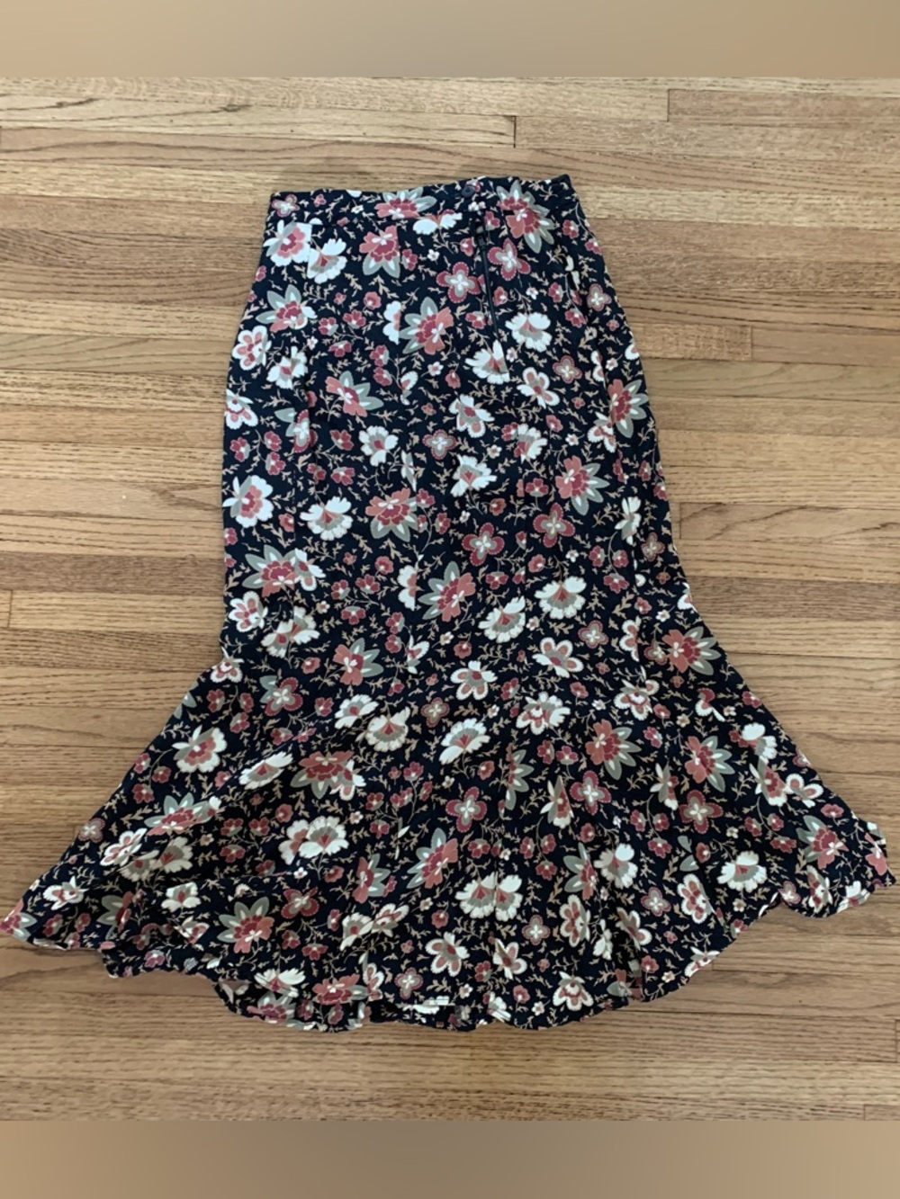 Vintage 90s Floral Trumpet Skirt by Contempo Casual